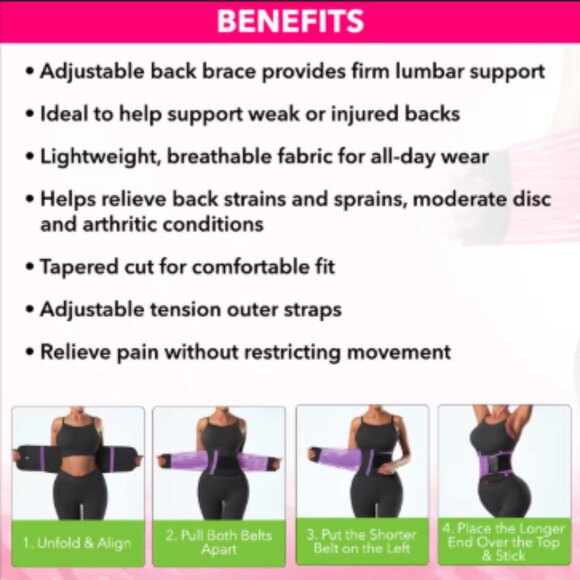 LetsFit 2Pack Waist Trainer Back Support Belt Size S & Resistance Loop Bands NEW - Picture 4 of 10